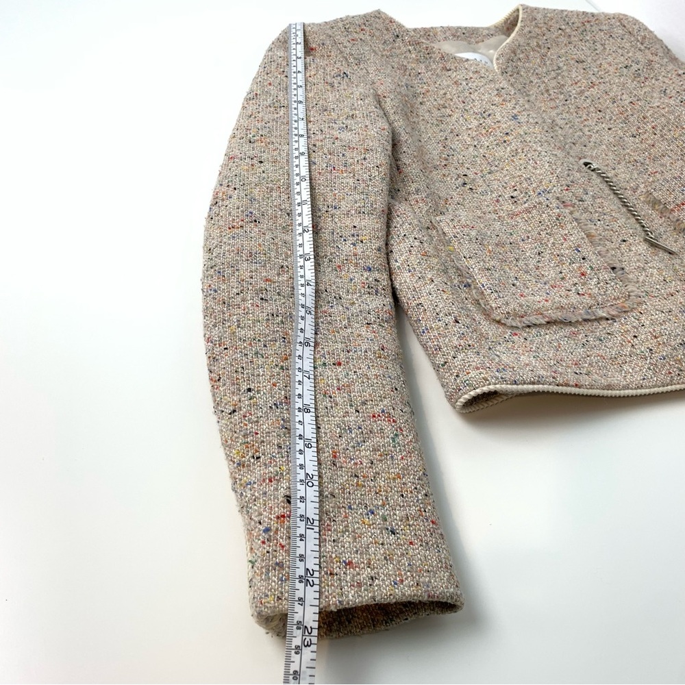 Sandro Blazer Sz 36 Tweed Multicolor Wool Blend Old Money Officecore Pockets - Picture 5 of 16
